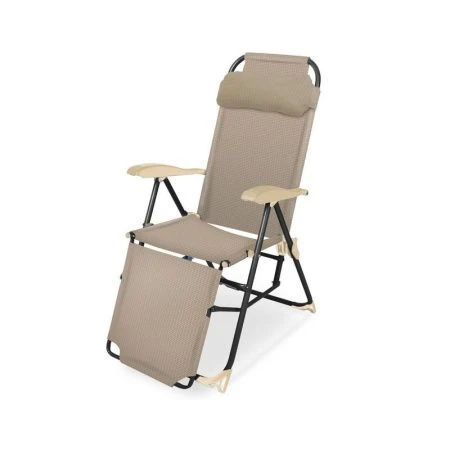 Кресло-шезлонг складное 85*59*116см металл с подножкой (max нагр.100кг) сетка песочный К3 (2)