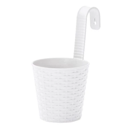 Кашпо настенное 135*200*250мм пластик Ведро Раттан белая (10)