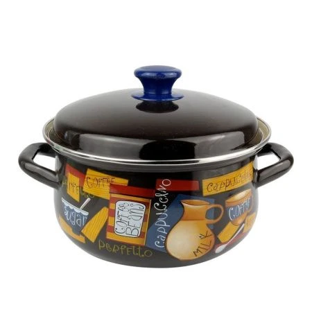 Кастрюля 3л эмаль коричневая с рис. сферическая 61904-122/6-У (4)