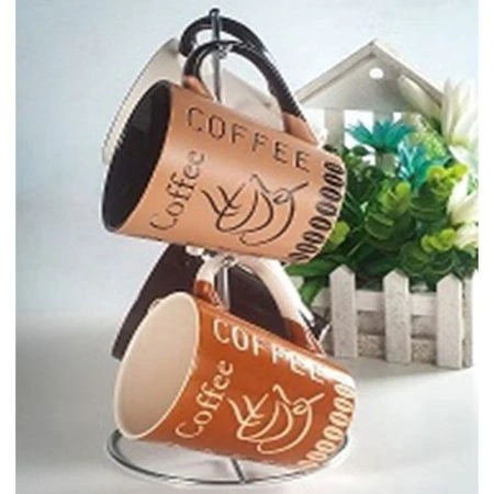 Набор кружек 4пр 400мл керамика на мет.подставке 14810-4MS (6)