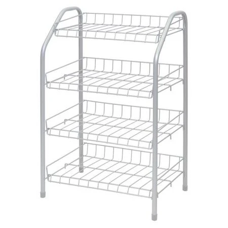 Полка для обуви 4 секции 700*465*300мм металл узкая серая матовая ЭТ2 (1)