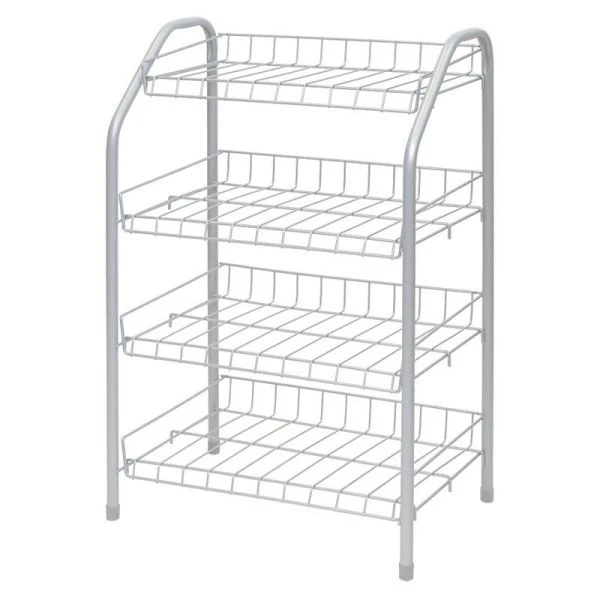 Полка для обуви 4 секции 700*465*300мм металл узкая серая матовая ЭТ2 (1)