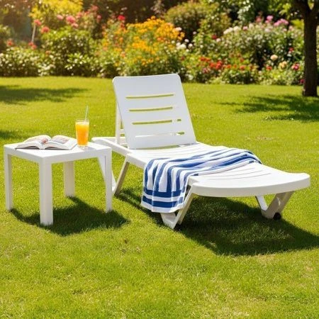 Столик для шезлонга 420*420*350мм пластик Decorona DeVeranda белый рассвет (8)