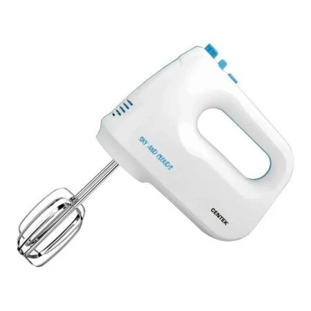 Миксер нерж.сталь/пластик Centek CT-1128 белый/синий 400Вт, 6 скоростей+турбо, взбив/замешив(6)
