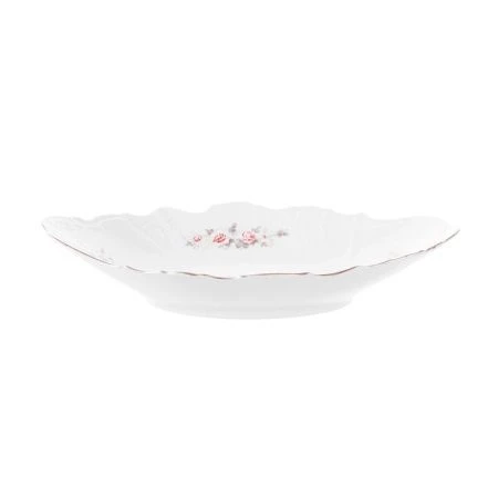 Сухарница 34см фарфор БЕРНАДОТТ СЕРАЯ РОЗА платина (1)