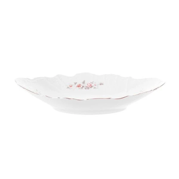 Сухарница 34см фарфор БЕРНАДОТТ СЕРАЯ РОЗА платина (1)