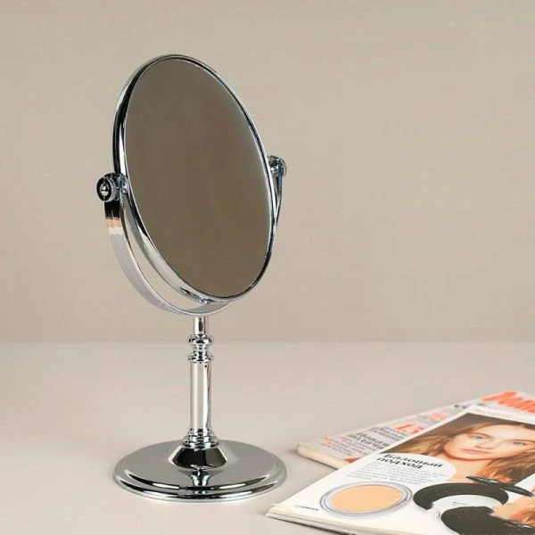 Зеркало настольное 18см пластик серебро CW419-11 (60)