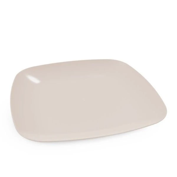 Тарелка плоская 22*22см пластик КВАДРО бежевая (25)