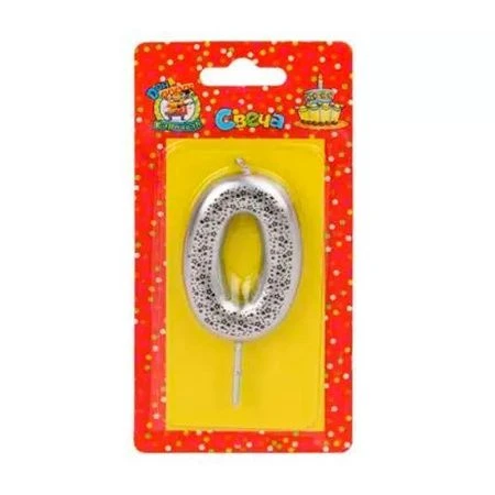 Свеча для торта Звёздочки серебряная Цифра 0