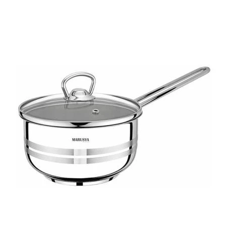 Ковш 1,5л нерж.сталь МОДЕРН стекл.крышка 14см (1)