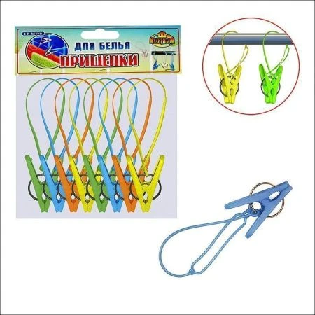 Прищепки бельевые пластик 8шт 5,5см с петлей ХМ75-85 (96)