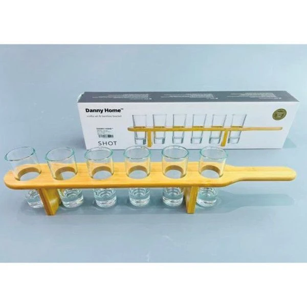 Стопки набор 7пр 50мл 10*4см стекло/дерево подар.уп CB-154/JC-18271 (12)