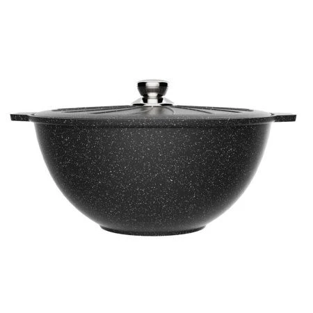 Казан для плова 10л алюминий АП ГРАНИТ BLACK мет.крышка 34см (3)