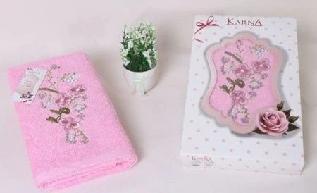 яяяПолотенце махровое 50*90см с вышивкой Karna VERONA 1/1 (Розовый) яяяПолотенце махровое 50*90см с вышивкой Karna VERONA 1/1 (Розовый)