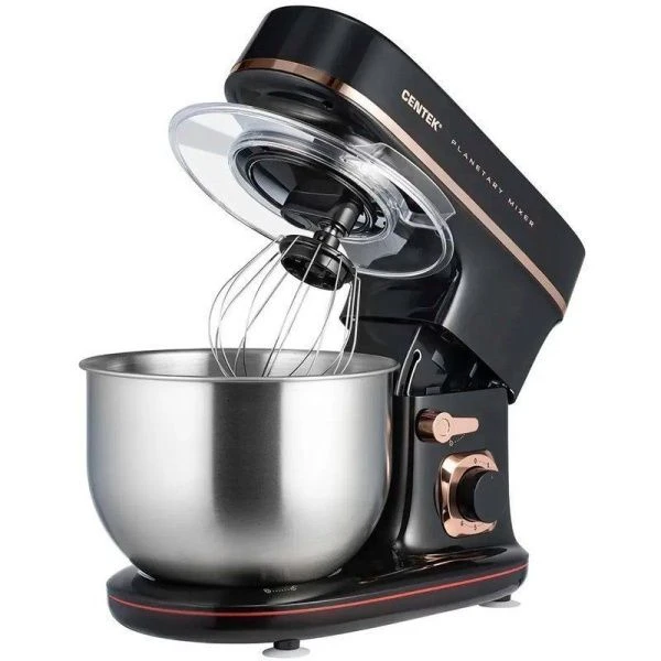 Миксер планетарный пластик Centek CT-1139 черный 1300Вт, нерж.чаша 5,1л, 6 скоростей