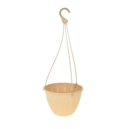 Кашпо подвесное 3л d220мм пластик АЛИЦИЯ с поддоном белая глина (25)