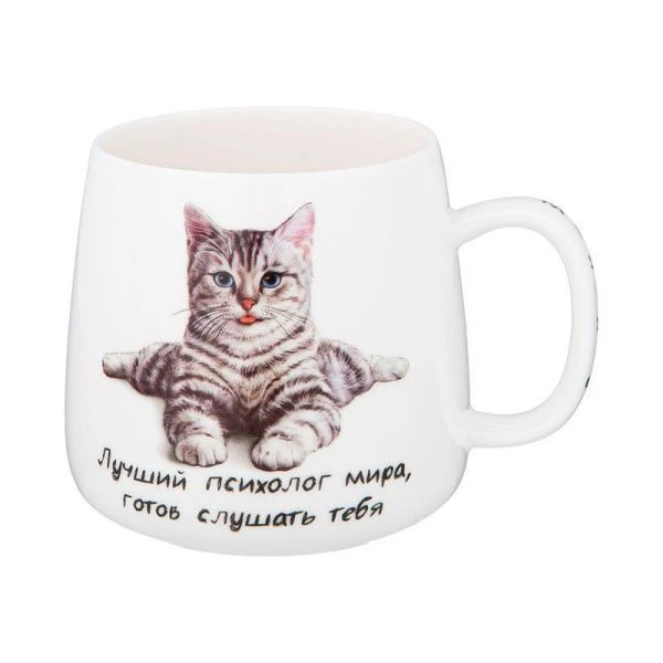Кружка 400мл фарфор БЕРИ КОТА (24)