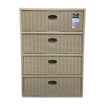 Комод 4-х секционный 55*41*78см пластик ЭЛЕГАНС серо-коричневый прямоугольный (1)