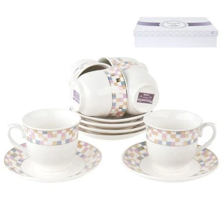Кофейный набор 12пр фарфор МОЗАЙКА с золотой обводкой на 6 персон 90мл подар.уп (12)