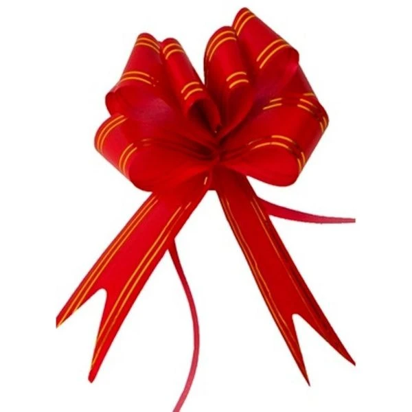 Бант-бабочка 2,3*45см красный (набор 10шт)с золотой полосой (200)