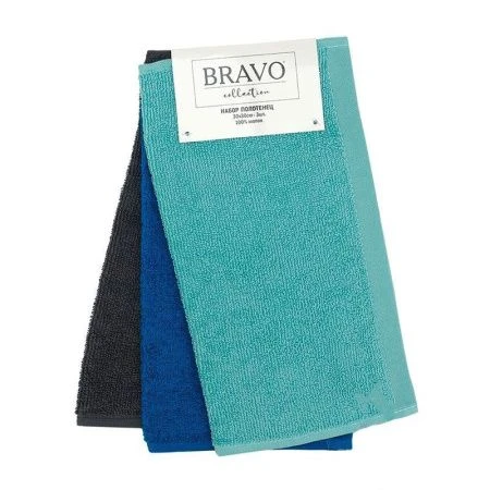 Набор салфеток махровых 3пр 30*30см Моно синий 400гр м7746_01