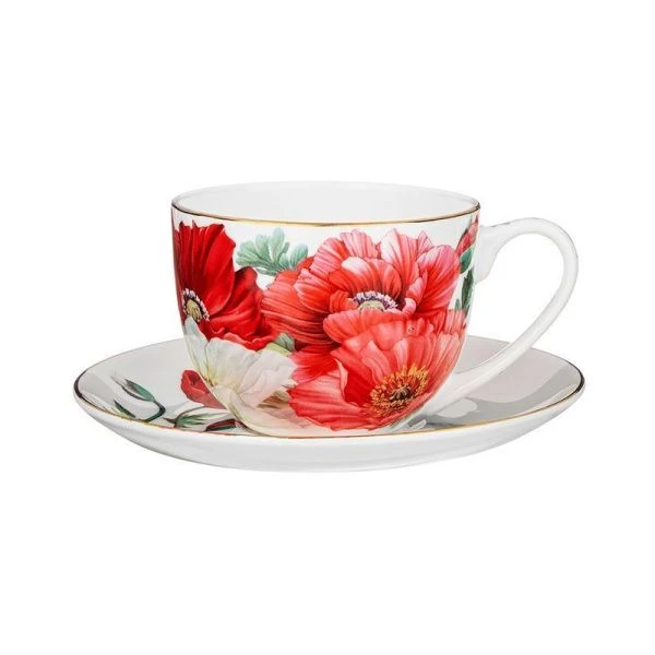 Чайный набор 2пр фарфор МАКИ на 1 персону 330мл (18)