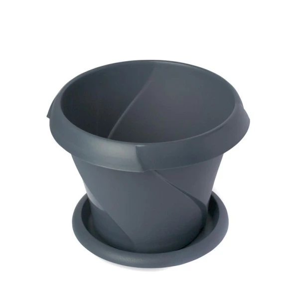 Кашпо 700мл d135мм пластик ФЛОРИАНА с поддоном серое С384СЕР (30)