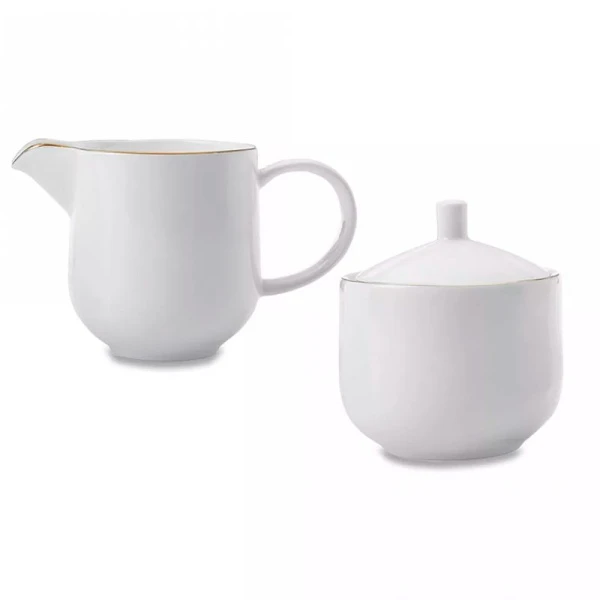 Чайный набор 2пр (сахарница 300мл, молочник 300мл) фарфор КАШЕМИР ГОЛД белая с золотистым кантом подар.уп.