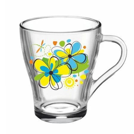 Кружка 250мл стекло Грация РАДУЖНЫЕ ЦВЕТЫ (20)