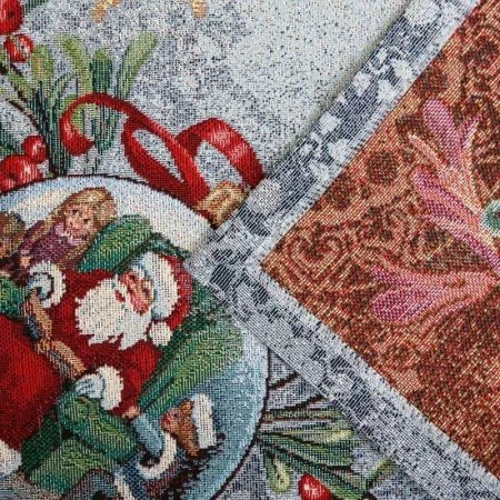 Салфетки новогодние набор 2шт 35*45см гобелен НОВОГОДНИЕ ЯГОДЫ серо-голубой фон