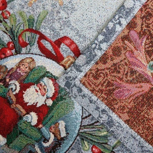 Салфетки новогодние набор 2шт 35*45см гобелен НОВОГОДНИЕ ЯГОДЫ серо-голубой фон