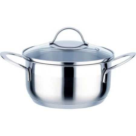 Кастрюля 1,8л нерж.сталь ИЗЯЩНАЯ стекл.крышка капсульное дно 0,6мм И-1618 (6)