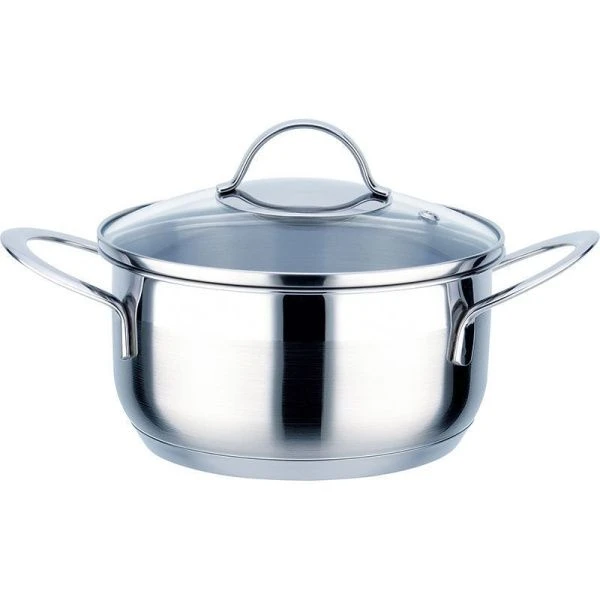 Кастрюля 1,8л нерж.сталь ИЗЯЩНАЯ стекл.крышка капсульное дно 0,6мм И-1618 (6)