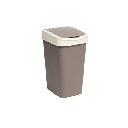 Контейнер для мусора 10л 235*195*337мм пластик Tandem шоколад/слон.кость с подвижной крышкой (8)