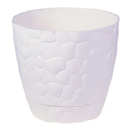 Кашпо 4,8л d220мм пластик КАМНИ Белый (20)