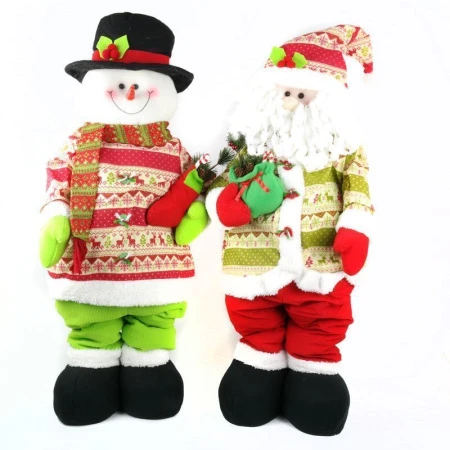 Фигурка новогодняя Зеленая серия СНЕГОВИК / ДЕД МОРОЗ с удлиняющимися ногами 57-100х36см (2 вида) ЕМ03 JC-5477