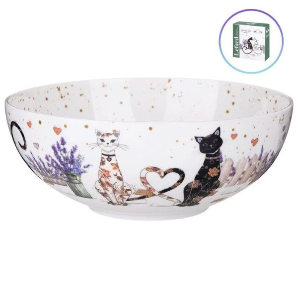Салатник 850мл 17,5*6,5см фарфор ЛАВАНДОВЫЕ КОТЫ (24)