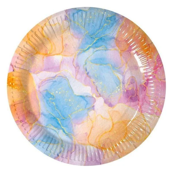 Тарелка бумажная набор 6шт 23см АКВАРЕЛЬ (55)