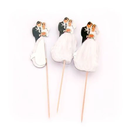 Палочки декоративные дерево/бумага Жених и Невеста 6шт. SA8579