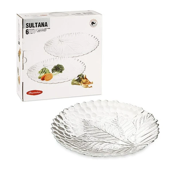 Тарелки мелкие набор 6шт 24,5см стекло СУЛТАНА БЕЛАЯ обеденные (4)