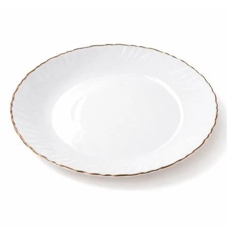 Тарелка мелкая 19см стеклокерамика белая отводка золотом LHP-75XN (6/72)