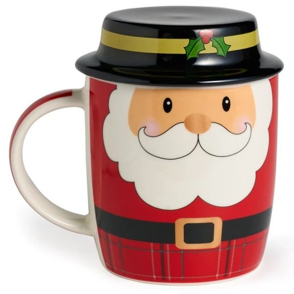 Кружка 355мл фарфор Winter Story Санта с крышкой (36)