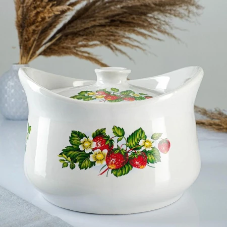 Супница 3л фарфор с прорезными  ручками МИКС