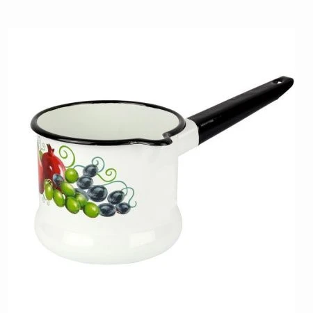 Ковш 1л эмаль ВОСТОЧНЫЕ ДАРЫ белый с рис. без крышки 90104-072/4 (8)