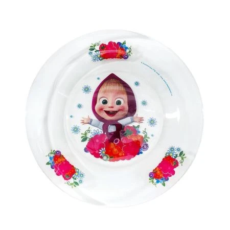 Тарелка детская 19,5см стекло МАША И МЕДВЕДЬ Малина ММТ195-2 (12)