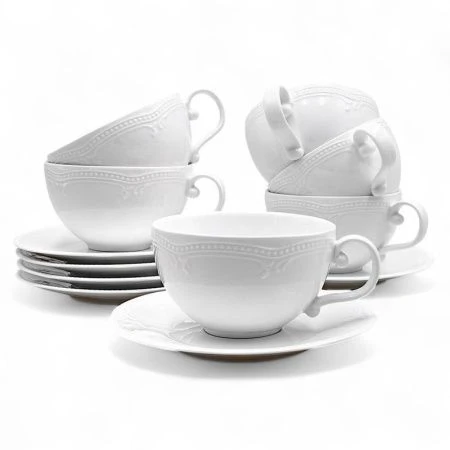 Чайный набор 12пр фарфор White Ornaments на 6 персон 250мл (6)