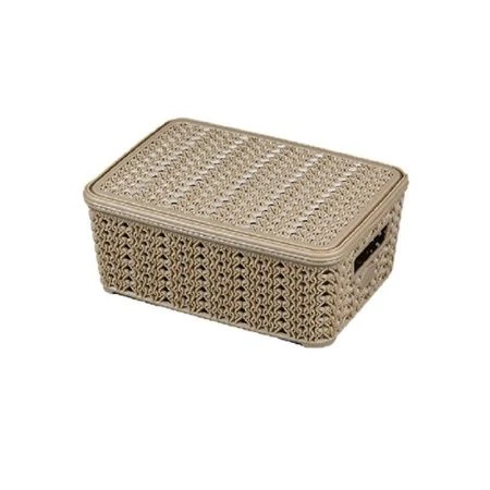 Ящик 3,5л пластик ВЯЗАНИЕ латте с крышкой (20)