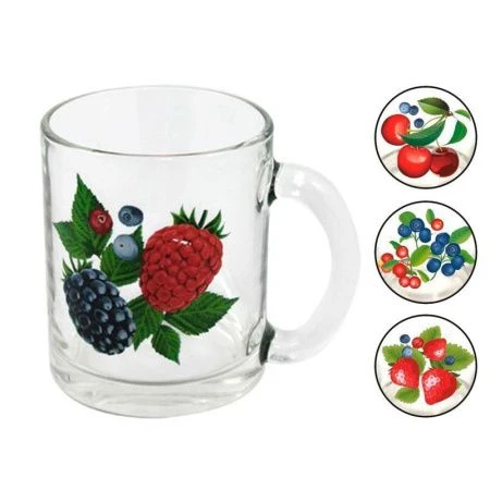 Кружка 320мл стекло Чайная ЯГОДЫ h97мм d=80мм 04с1208 (24)
