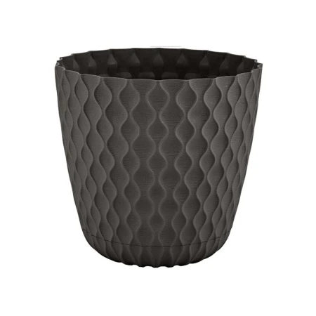 Горшок для цветов 10л d270мм пластик Wave с дренажной сеткой, съем.поддоном горький шоколад (12)