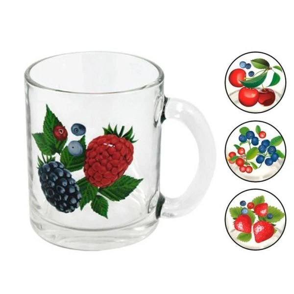 Кружка 320мл стекло Чайная ЯГОДЫ h97мм d=80мм 04с1208 (24)